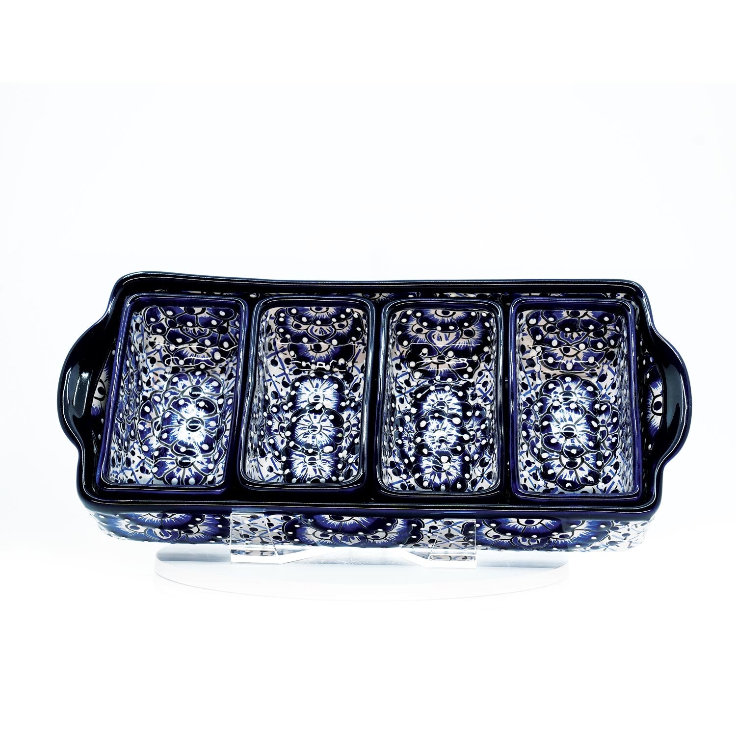 Classic Elegance 4 Compartment Condiment Tray (Blue)
