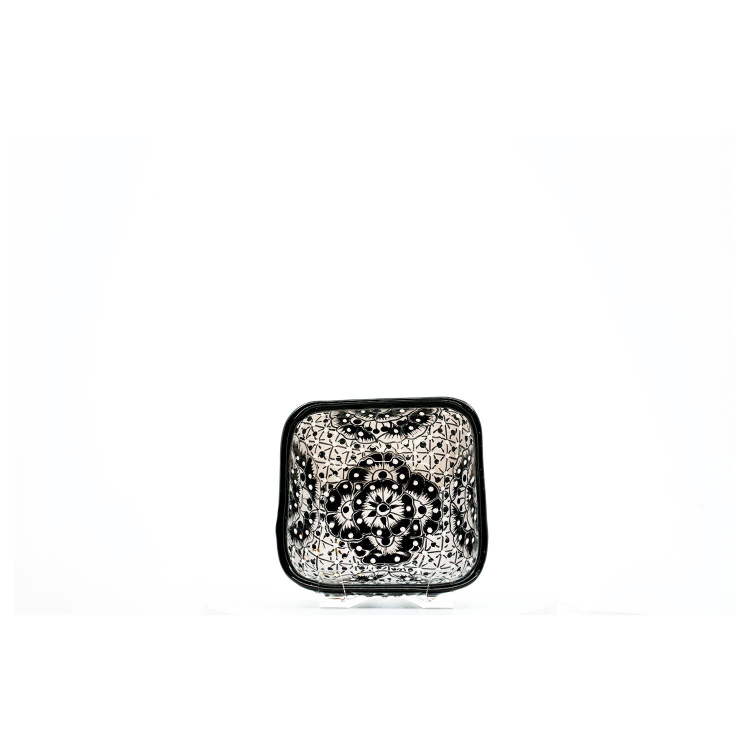 Timeless Elegance: Handcrafted Black & White Square Bowl