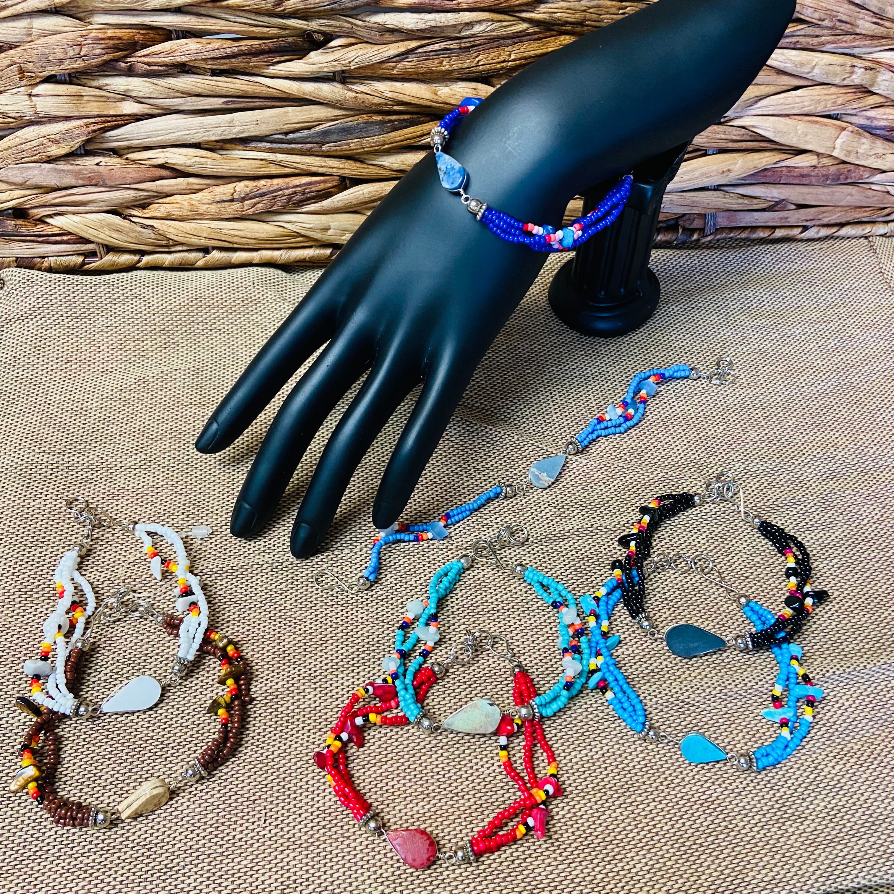 $2.50 ea. #2038 All Beaded Bracelet w/Stone (12pcs/Order)