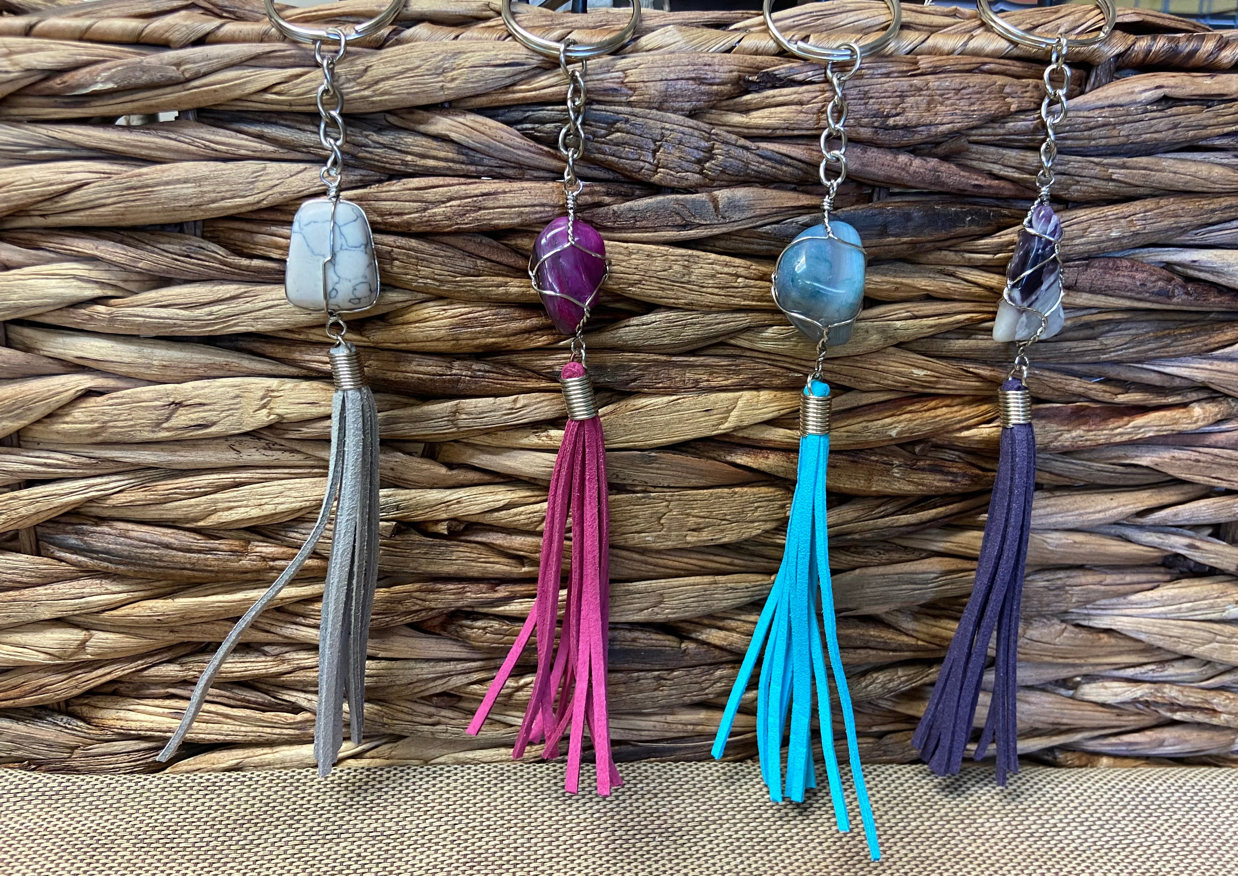 $3.50 ea. #3036_X75I Tassel & Stone Key Chain (12pcs/Order)