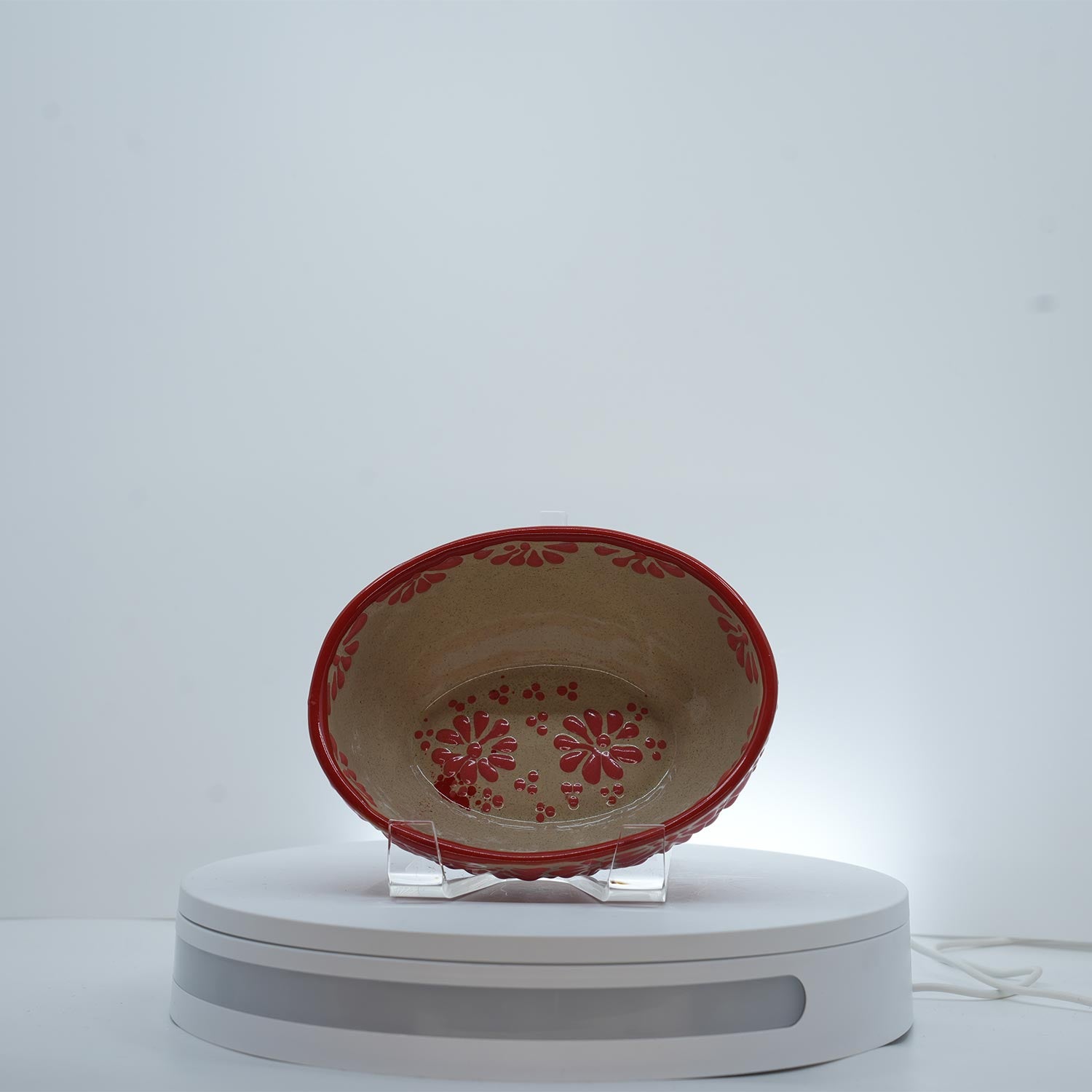 Eternal Bloom Pink on White Bowl Oval Small