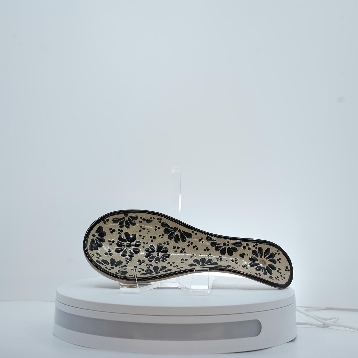 Eternal Bloom Black on White Spoon Rest