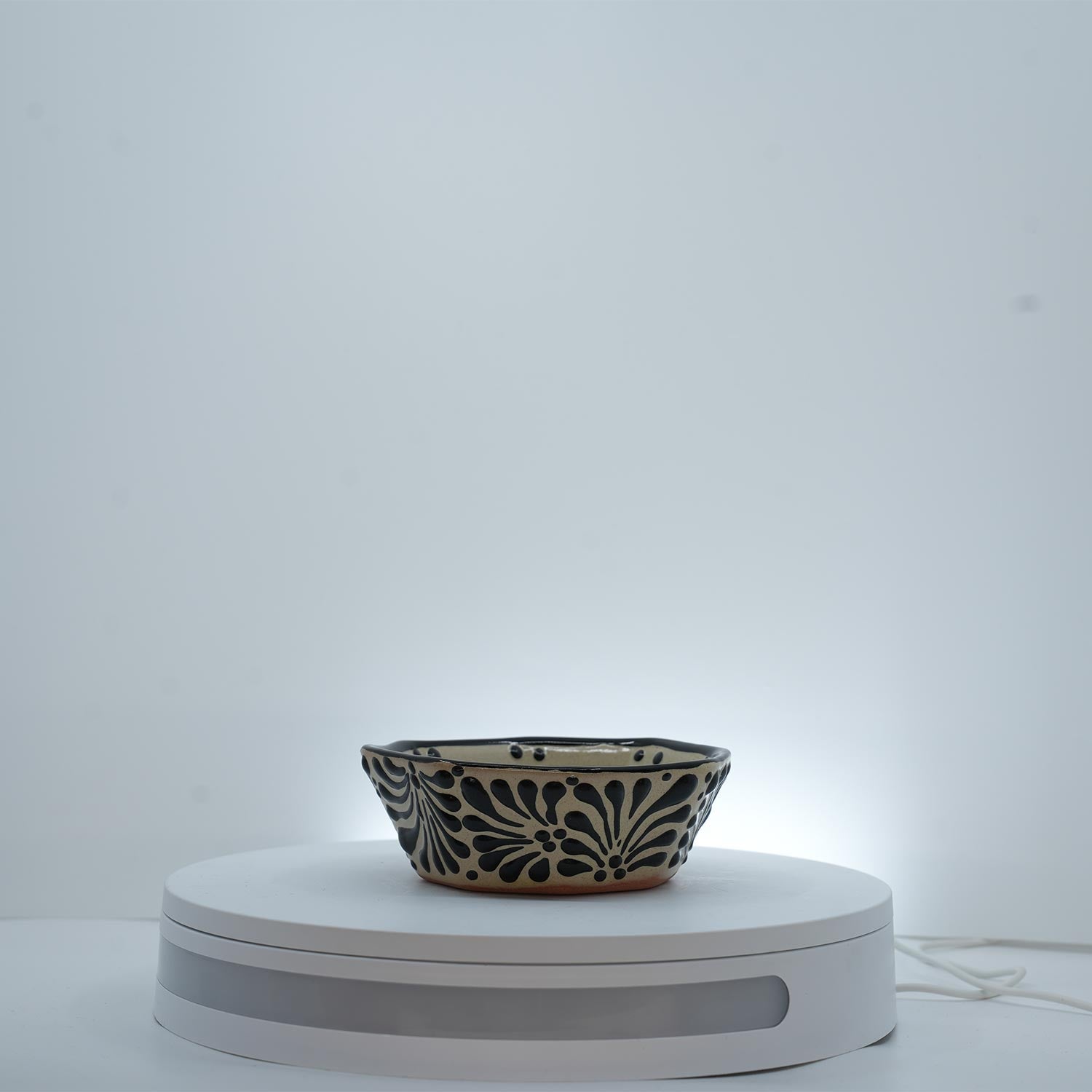 Eternal Bloom Black on White Bowl Octogonal