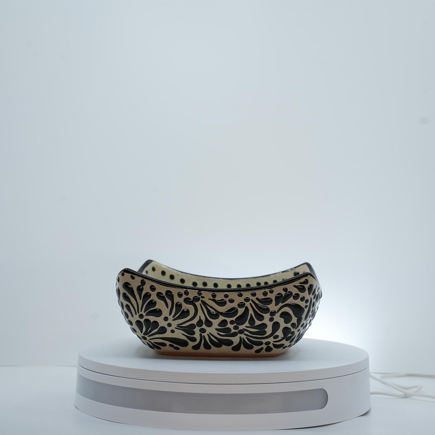 Eternal Bloom Black on White Bowl Square