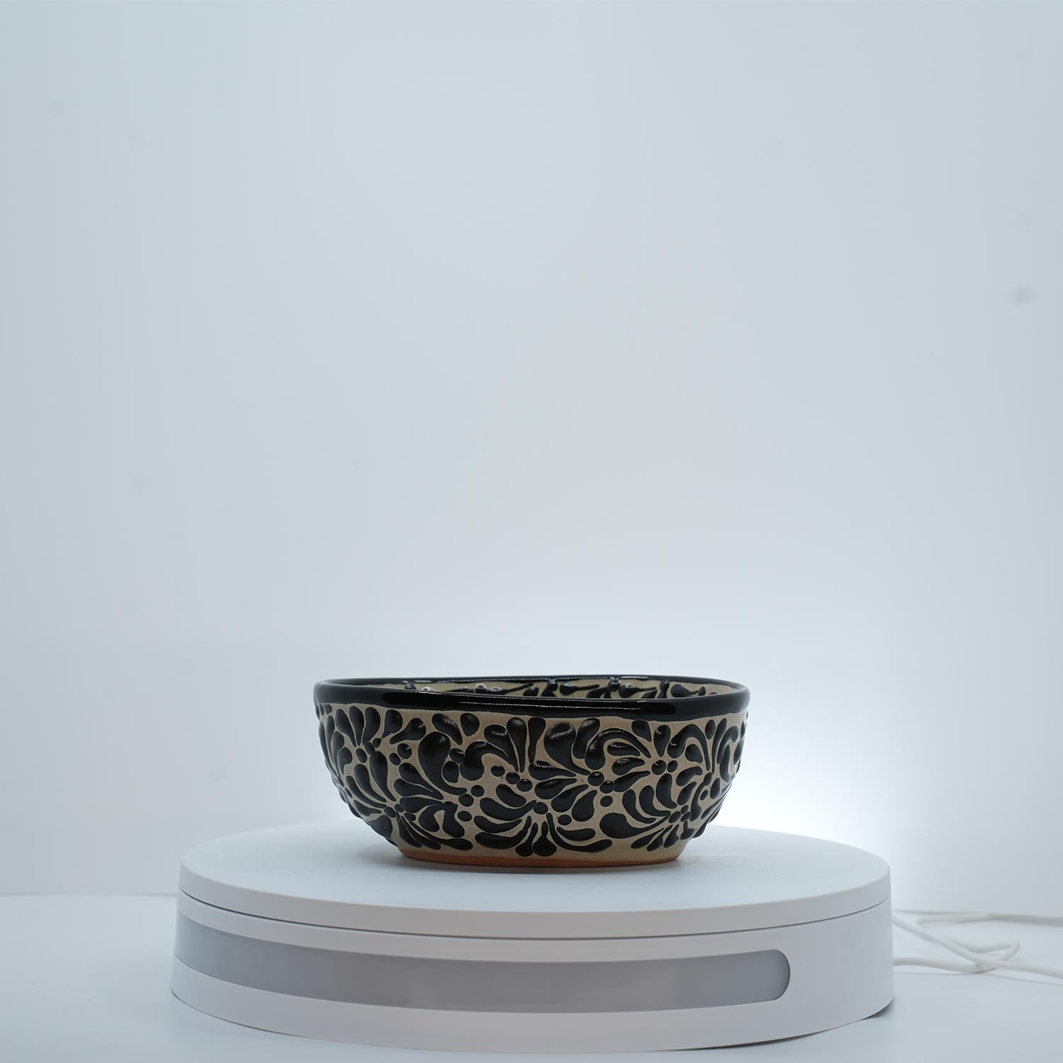 Eternal Bloom Black on White Bowl Oval Small