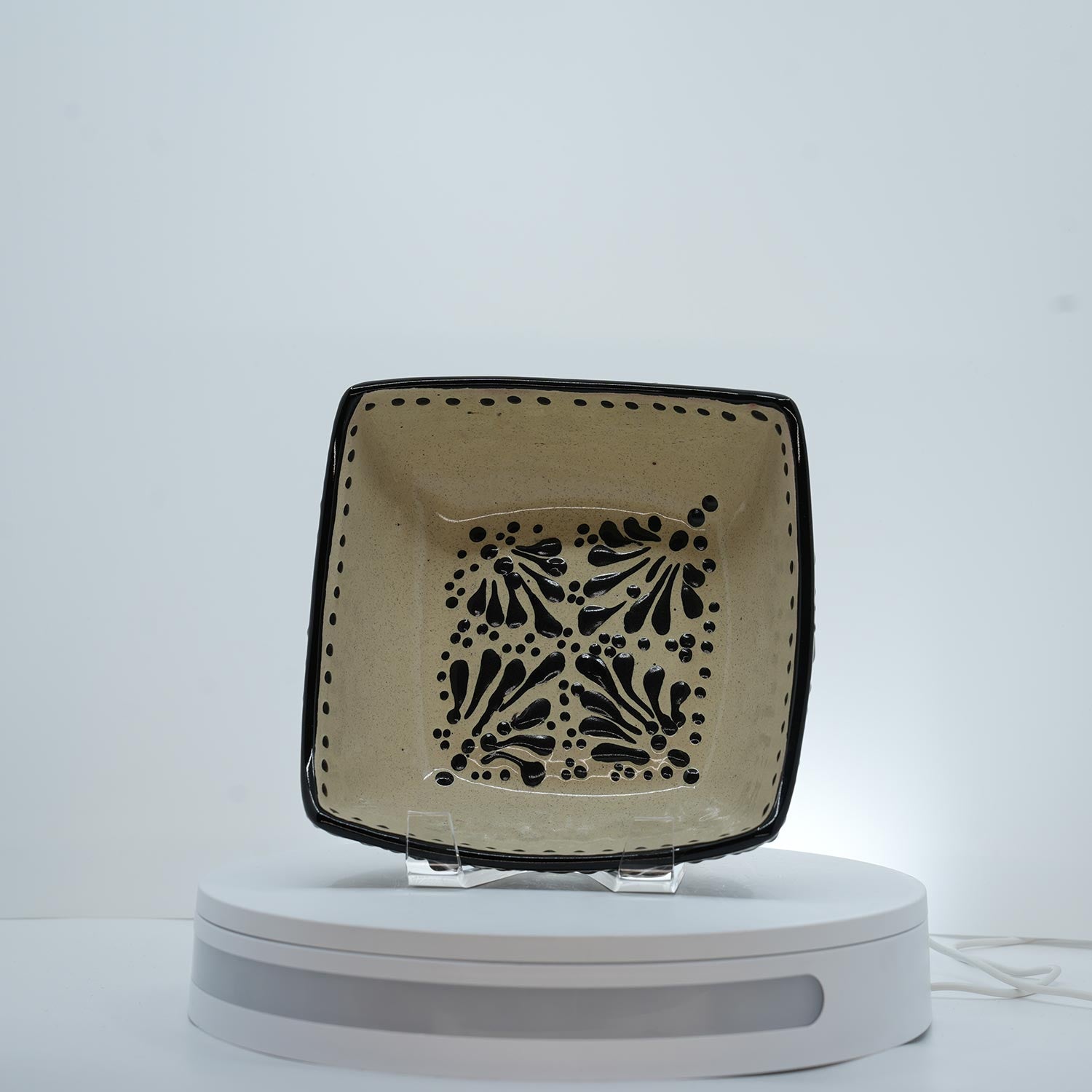 Eternal Bloom Black on White Bowl Square