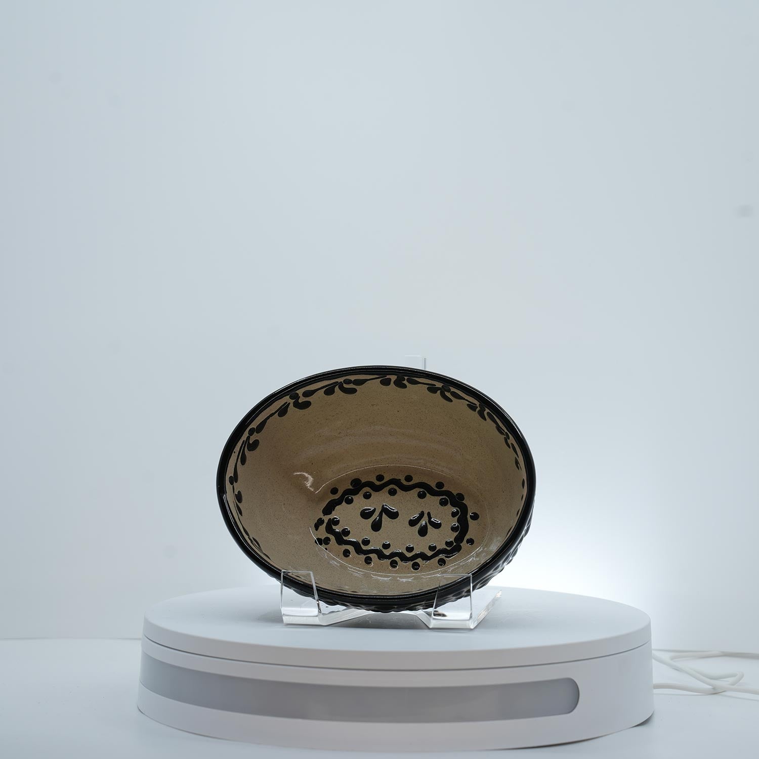 Eternal Bloom Black on White Bowl Oval Small