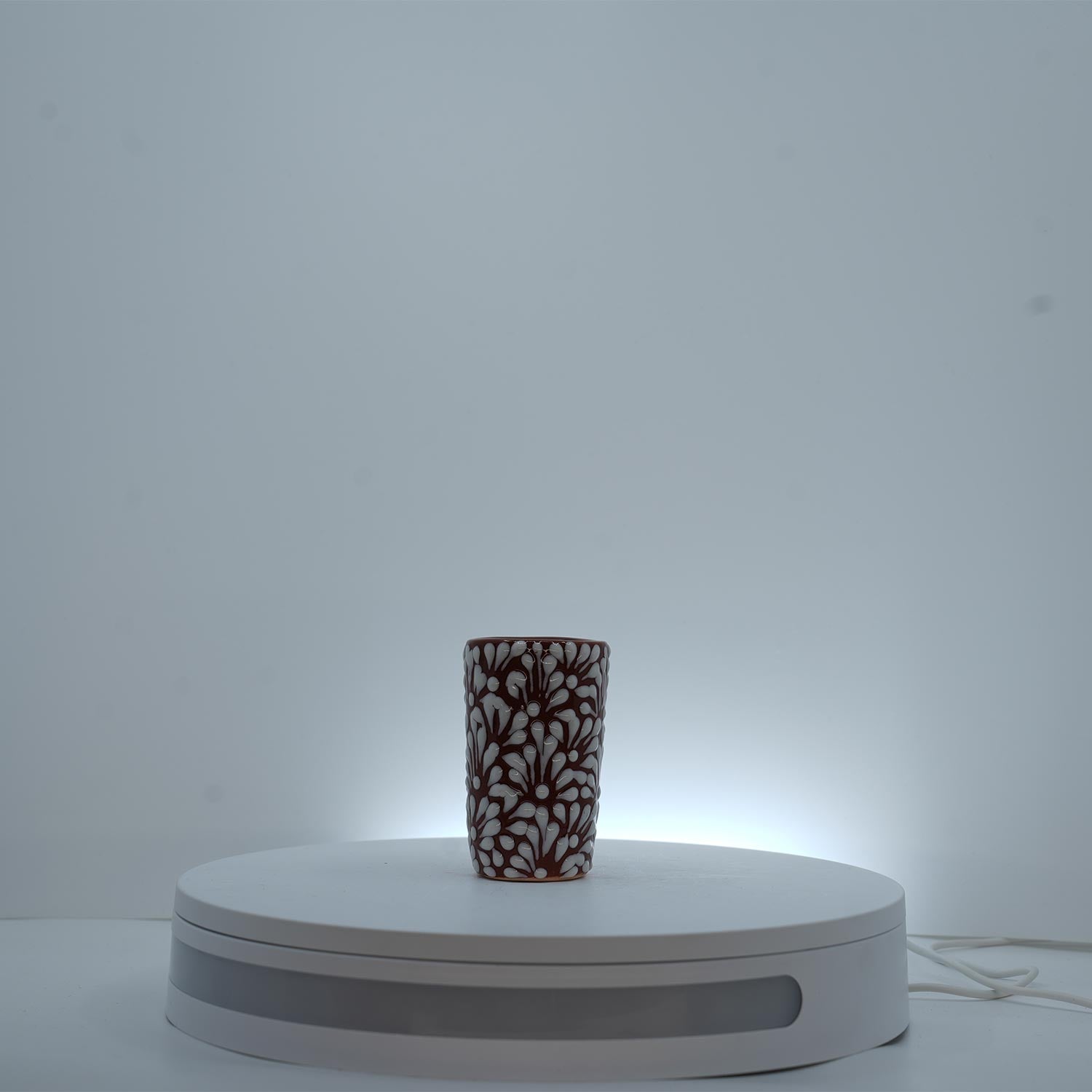 Eternal Bloom White on Brown Shot Glass