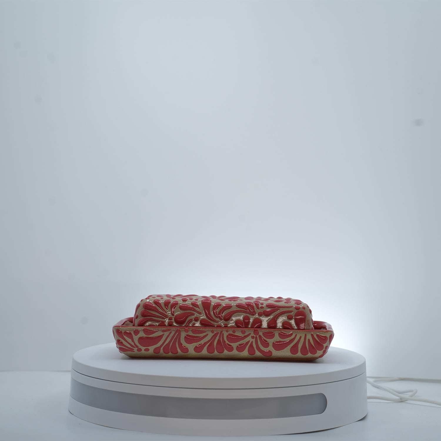 Eternal Bloom Pink on White Butter Holder