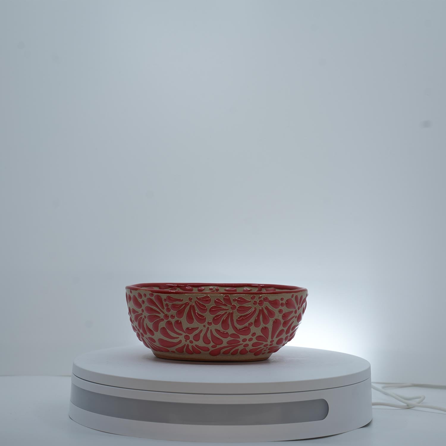 Eternal Bloom Pink on White Bowl Oval Small