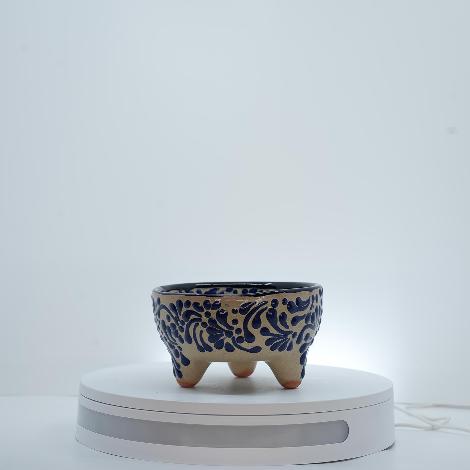 Eternal Bloom Blue on White Molcajete