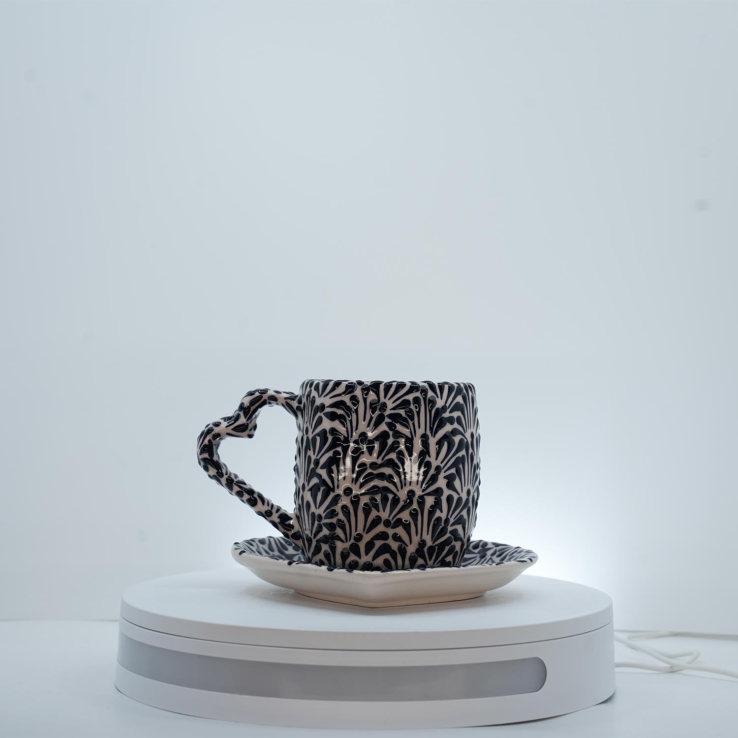 Eternal Bloom Black on White Tea Cup