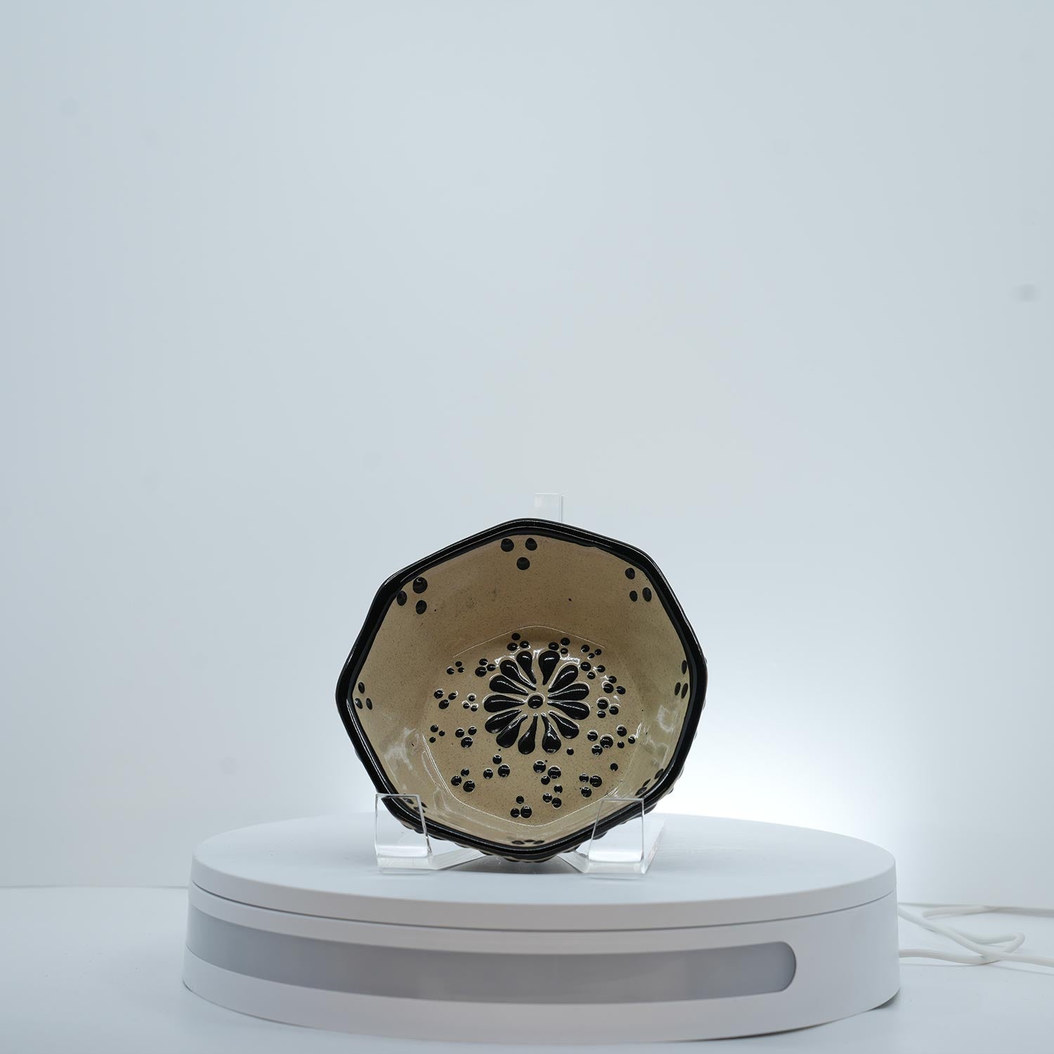 Eternal Bloom Black on White Bowl Octogonal