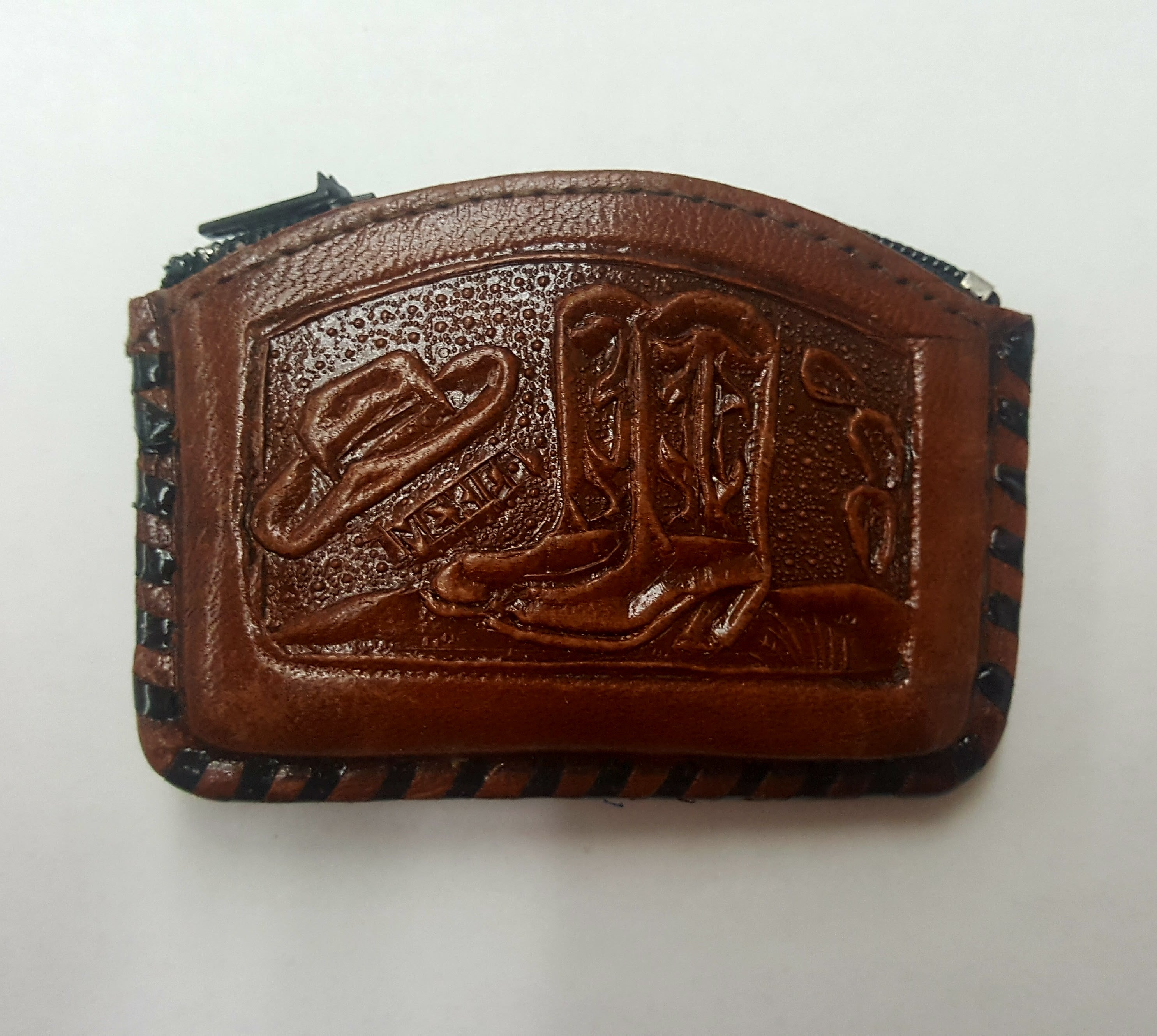 $8 ea. #1042 Hand-tooled Leather Coin Pouch (12 pcs/Order)