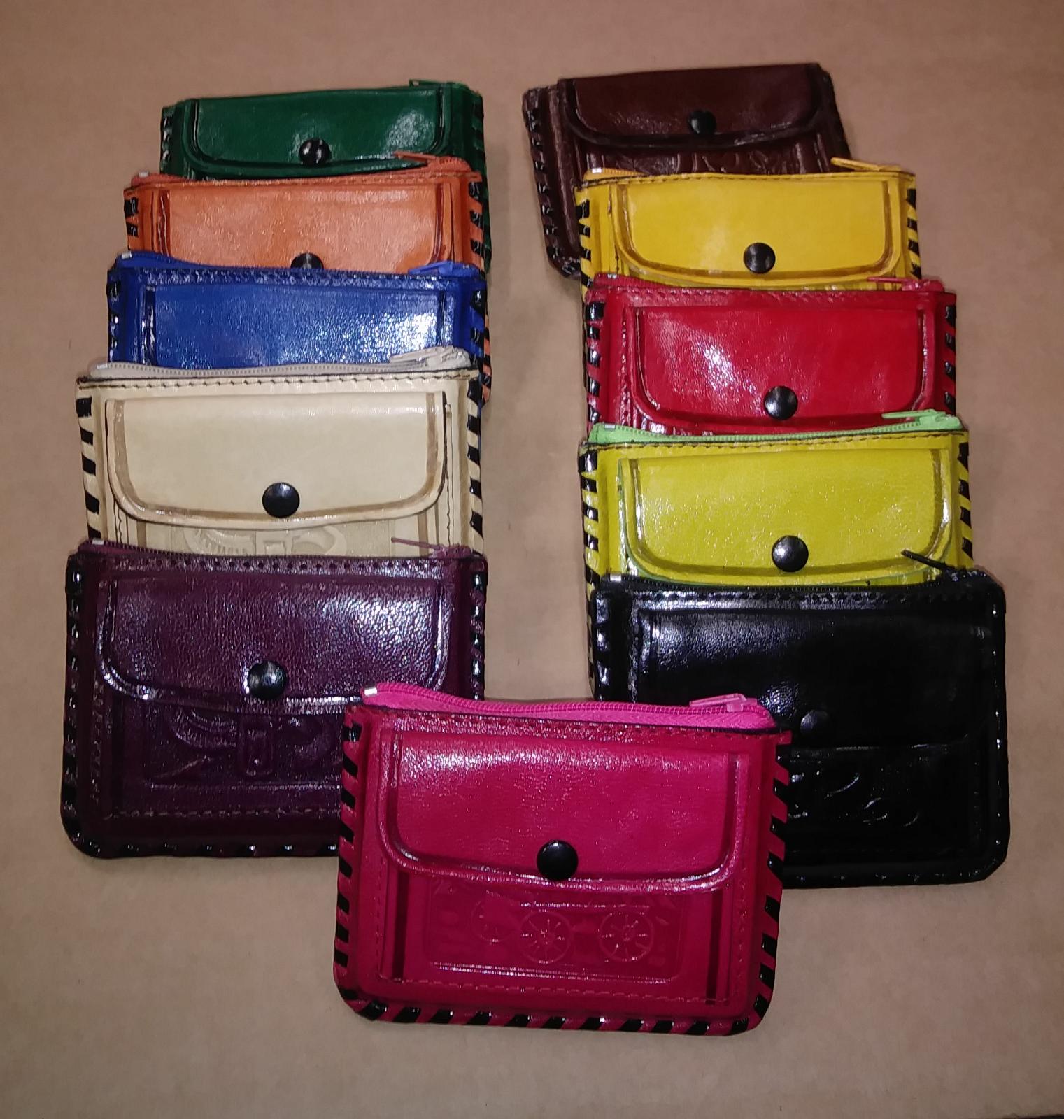 $8 ea. #1049 Tooled Leather Coin Purse with Zipper & Button (12 pcs/Order)