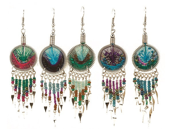 $3 ea. #2119 Woven Round Earrings with Dangles (12pcs/Order)