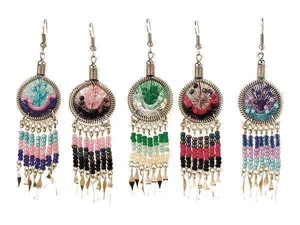 $3 ea. #2119 Woven Round Earrings with Dangles (12pcs/Order)