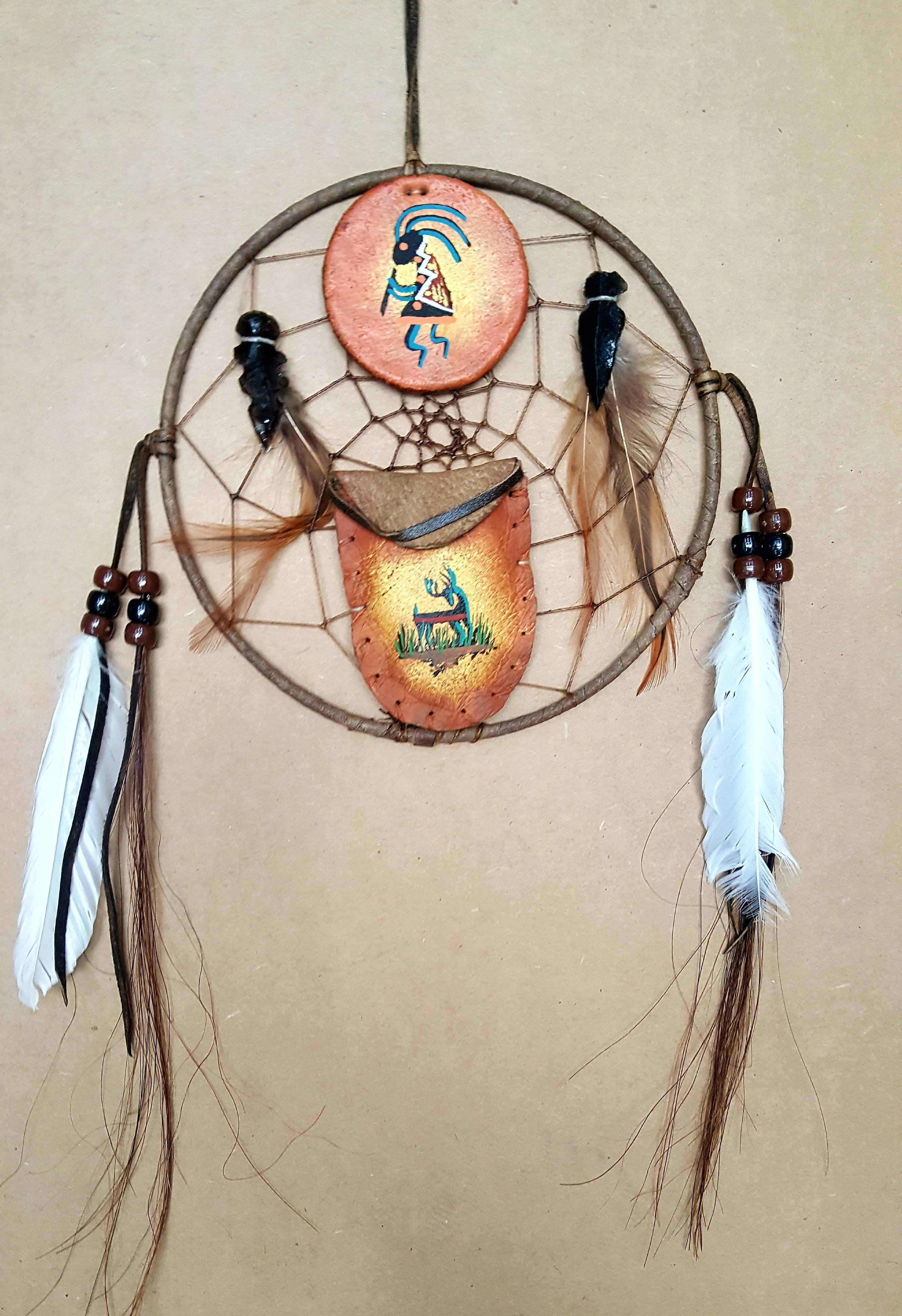 #490 Dream Catcher with H.P Shield and Medicine Pouch (12pcs/Order)