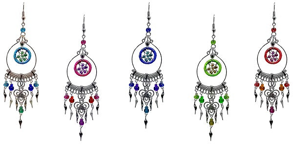 $3 ea. #2118 Dream Catcher Earrings w/Hoop Dangles (12pcs/Order)