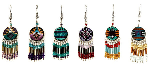 $3 ea. #213 Hand Painted Pendleton Earrings with Dangles (12pcs/Order)