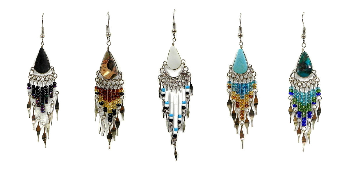 $3 ea. #2140 HNE Tear Drop Stone Earrings w/Dangles (12pcs/Order)