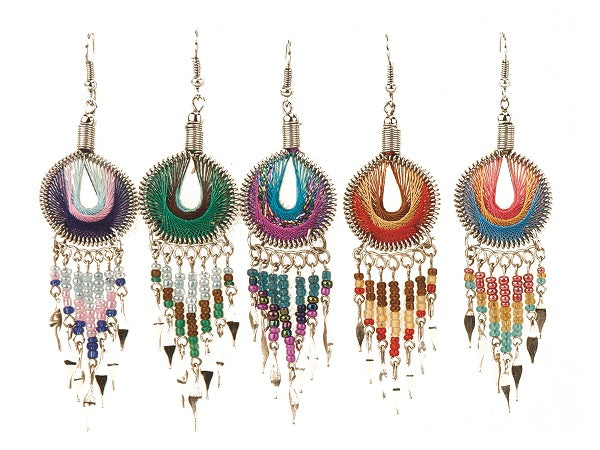 $3 ea. #2145 Woven Eye of the Future Earrings with Dangles (12pcs/Order)