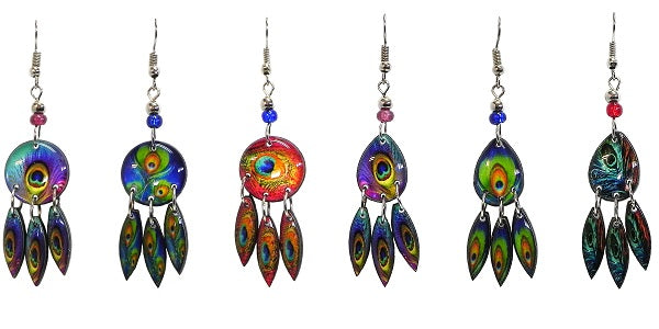 $3 ea. #2155-Pck Acrylic LP Peacock 3 Feather Dangles (12pcs/Order)