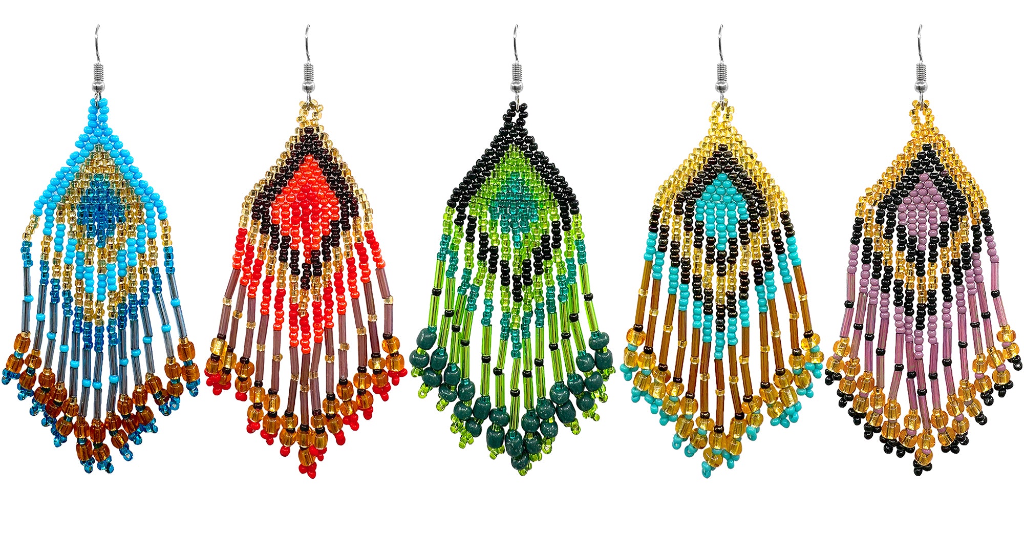 $3.50 ea. #2160 Seed Beaded Diamond Earrings (12pcs/Order)