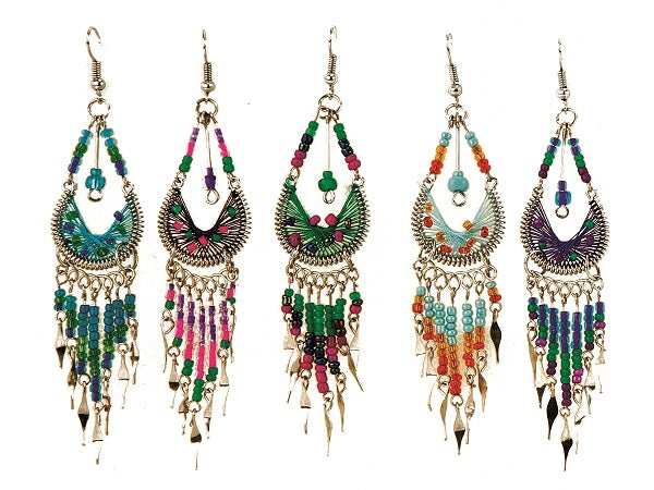 $3 ea. #240918-Can Woven Canasta Tear Drop Earrings with Dangles (12pcs/Order)