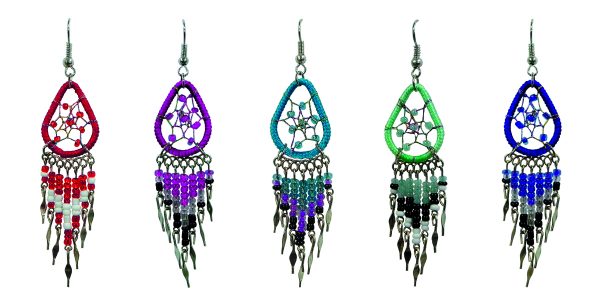 $3 ea. #240918-TD/DC Tear Drop Dream Catcher Earrings w/Dangles (12pcs/Order)