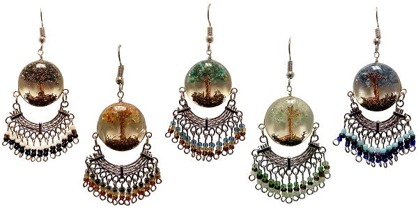 $3 ea. #240920E-ToL/RD Round Acrylic ToL Earrings Beaded Dangles (12pcs/Order)