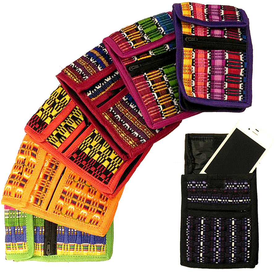 $3 ea. #25081 Woven Mobile Velcro Pouch Single Zipper & Strap (12pcs/Order)