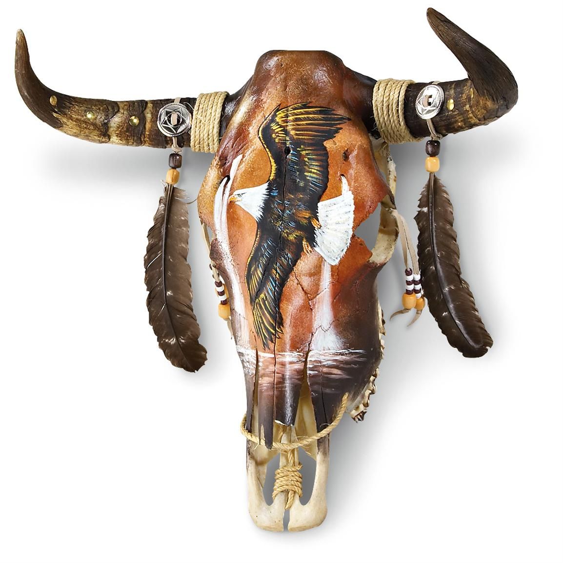 $95 ea. Hand Painted Cow Skull | Flying Eagle (2pcs/Order)