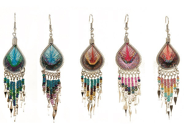 $3 ea. #7611-TD/Dangles Woven Tear Drop Earrings with Dangles (12pcs/Order)