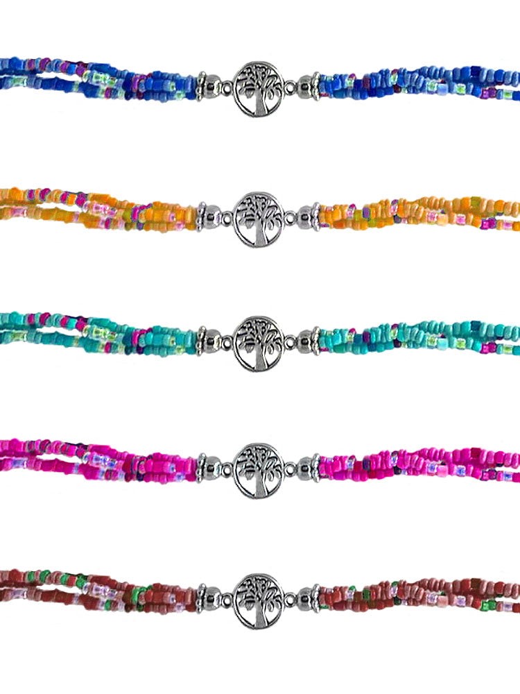 $2.50 ea. #922A-ToLMF All Beaded Anklet w_ToL Charm/Metal Feather (12pcs/Order)