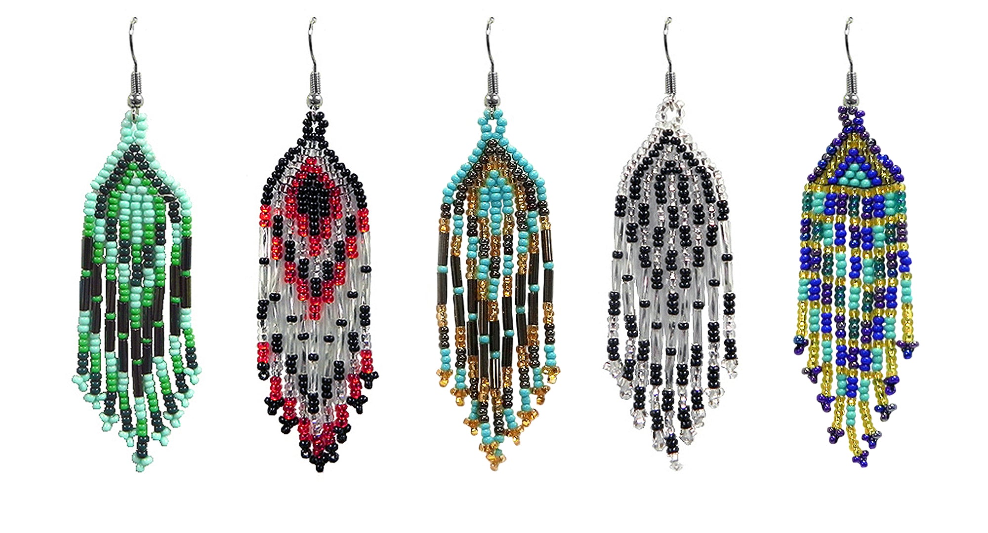 $3.50 ea. #922E-LB Long Fringe Beaded Multi-Color Earrings (12pcs/Order)