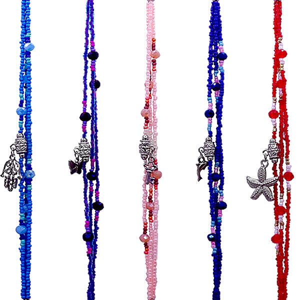 $2.50 ea. #2109-CH All Beaded 3 Strand Charm Bracelet (12pcs/Order)