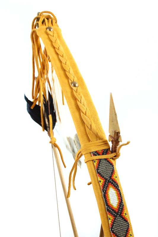 Deer Skin Wrap Beaded Bow & Arrow