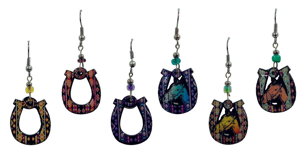 $2.50 ea. #2129-W Acrylic Assorted Western Earrings (12pcs/Order)