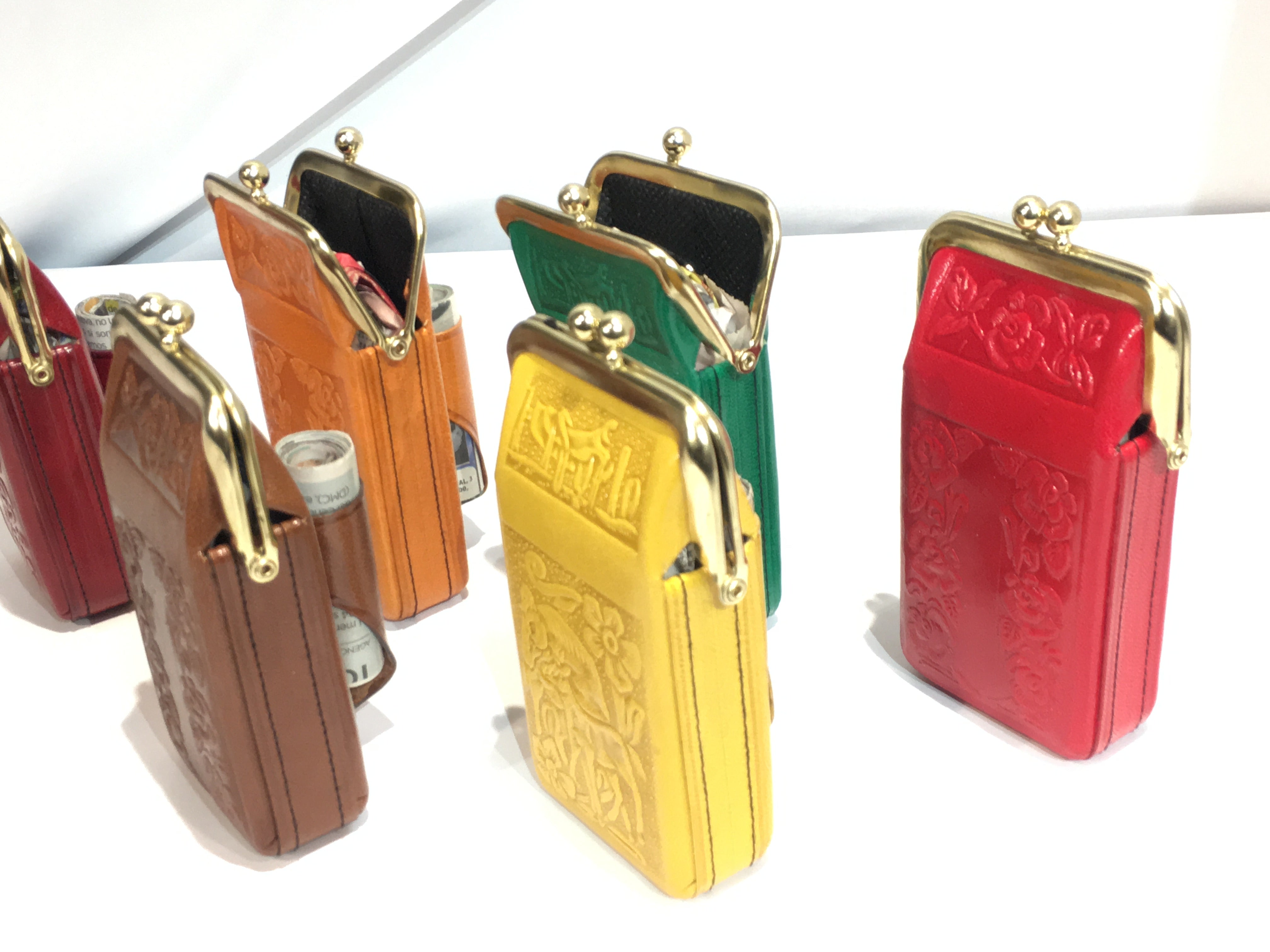 $9.50  ea #X73A Hand Tooled Leather Cigarette Case Brass Clip with Lighter Holder