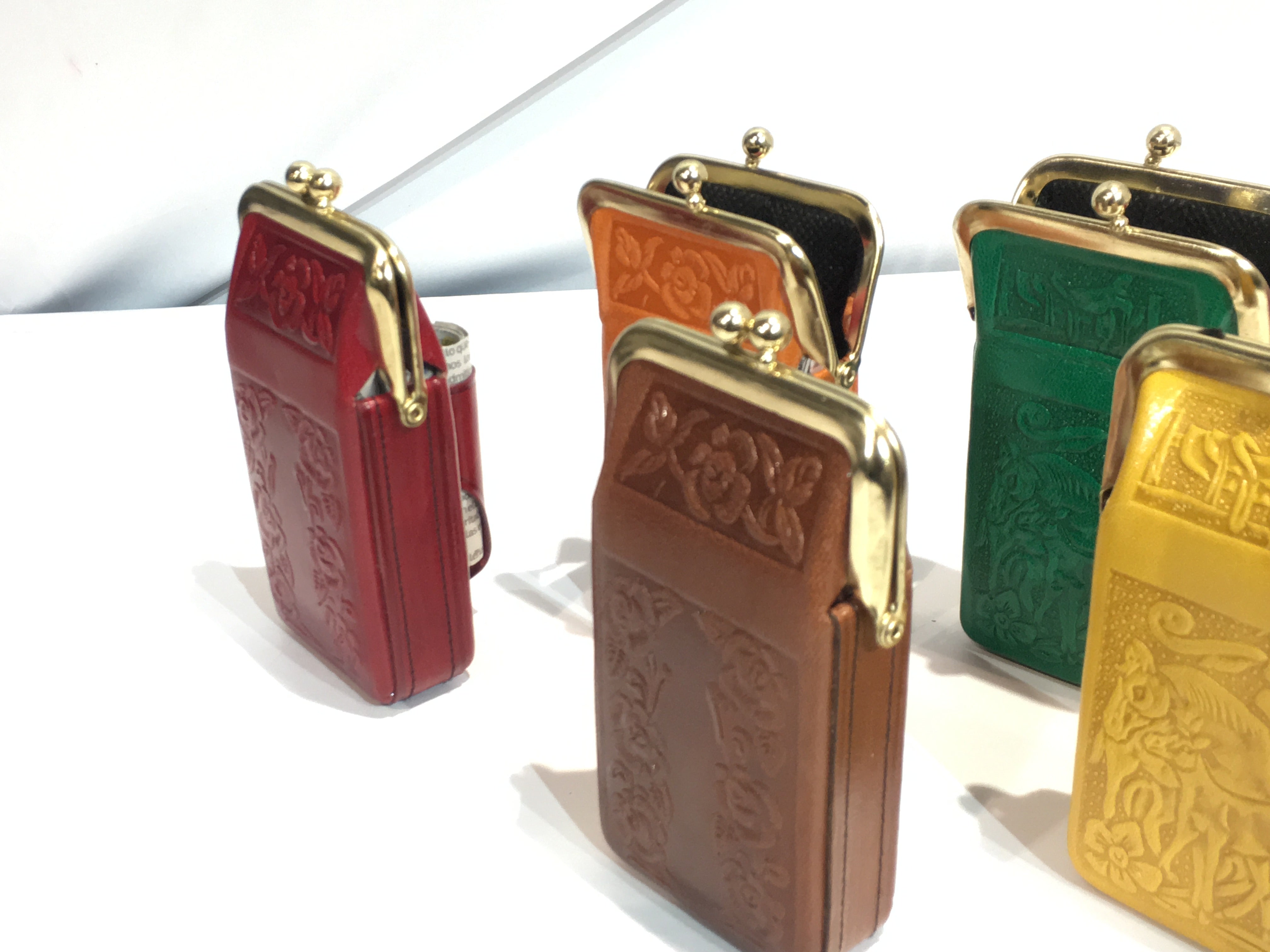 $9.50  ea #X73A Hand Tooled Leather Cigarette Case Brass Clip with Lighter Holder