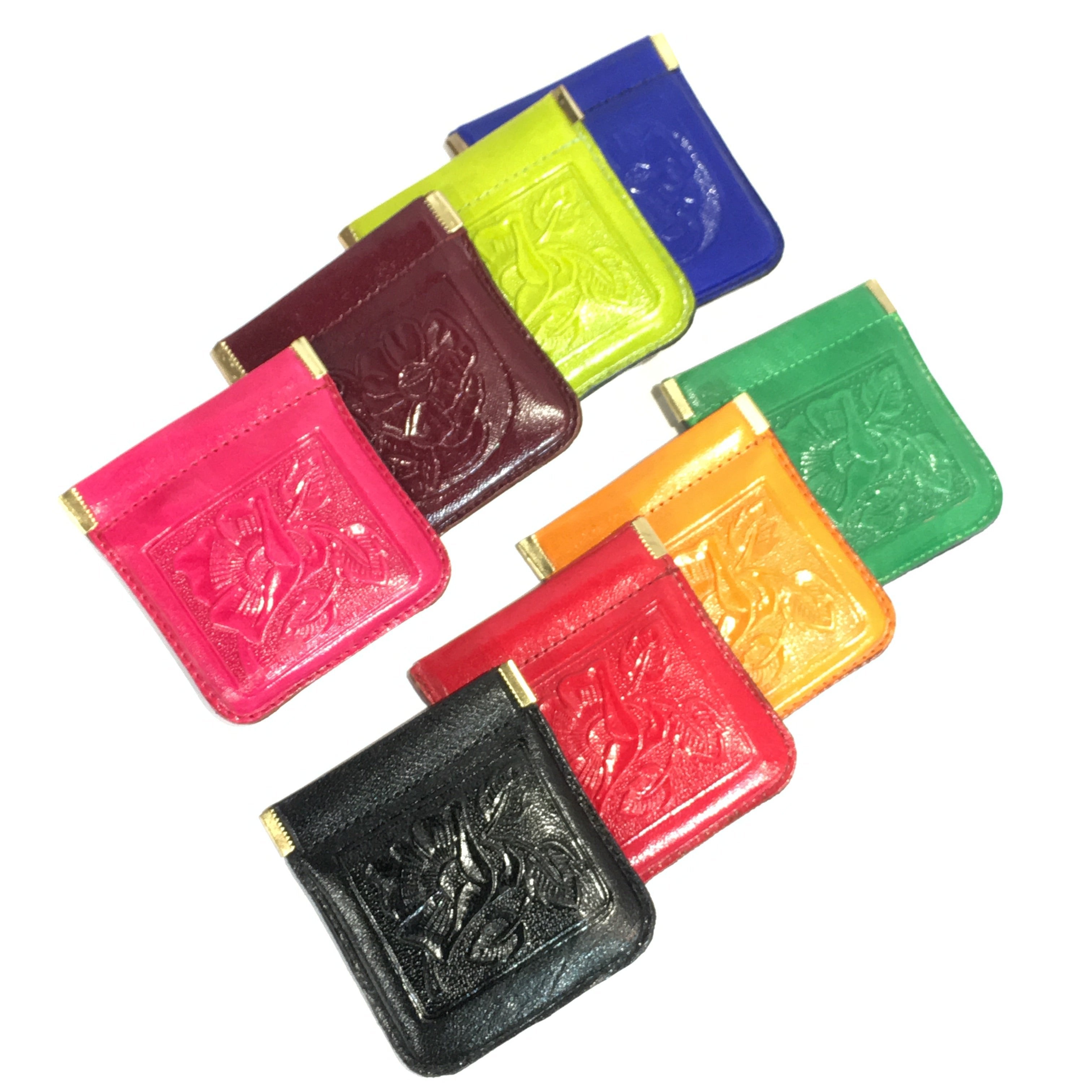 $6 ea. #1043 Hand-tooled Leather Coin Purse w/Snap (12pcs/Order)