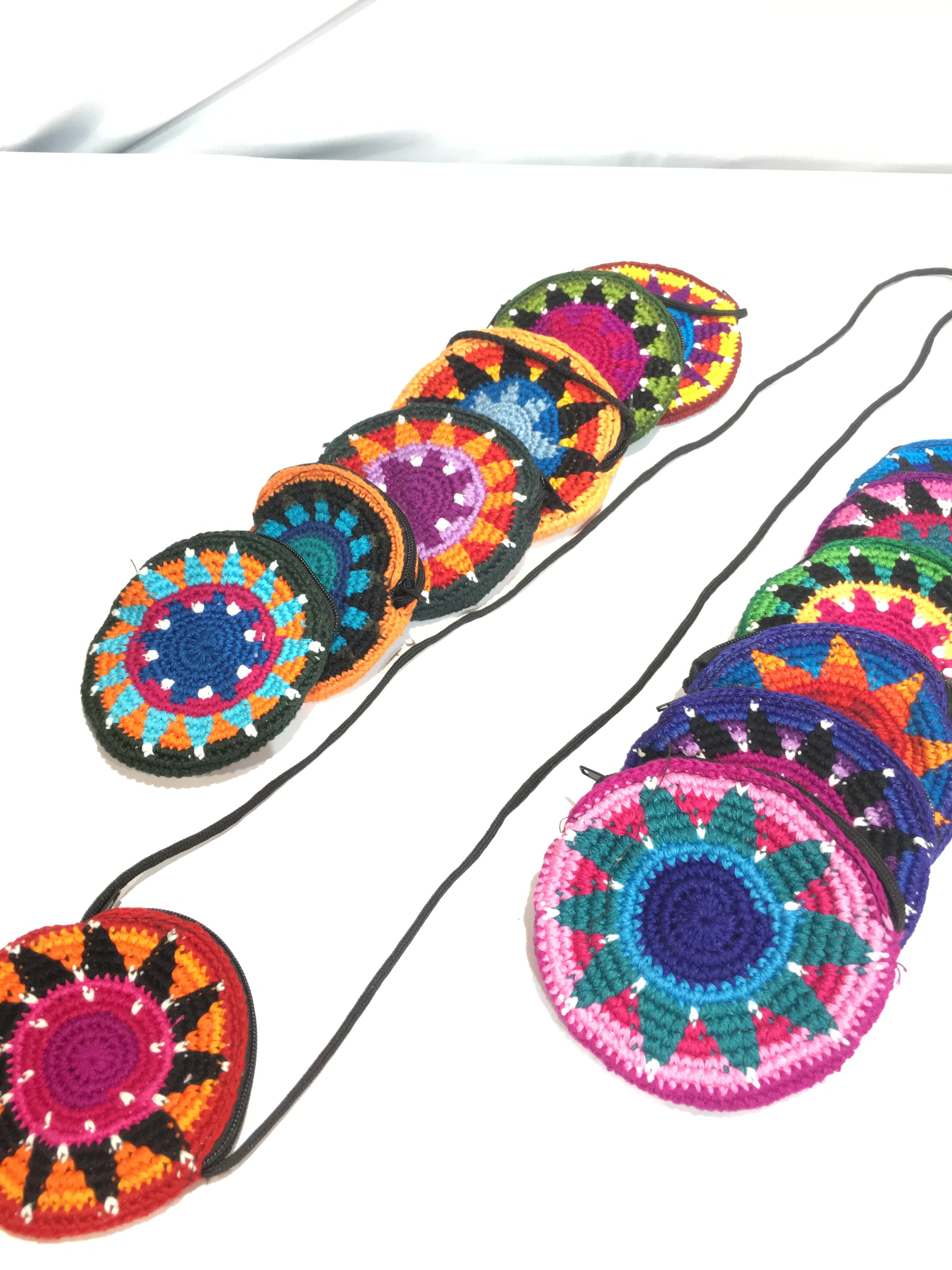 $2.50 ea. #2502 Crochet Round Coin Purse with Strap (12pcs/Order)