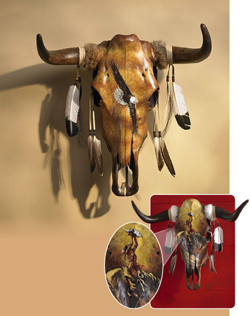 $95 ea. Hand Painted Cow Skull | Flying Eagle (2pcs/Order)