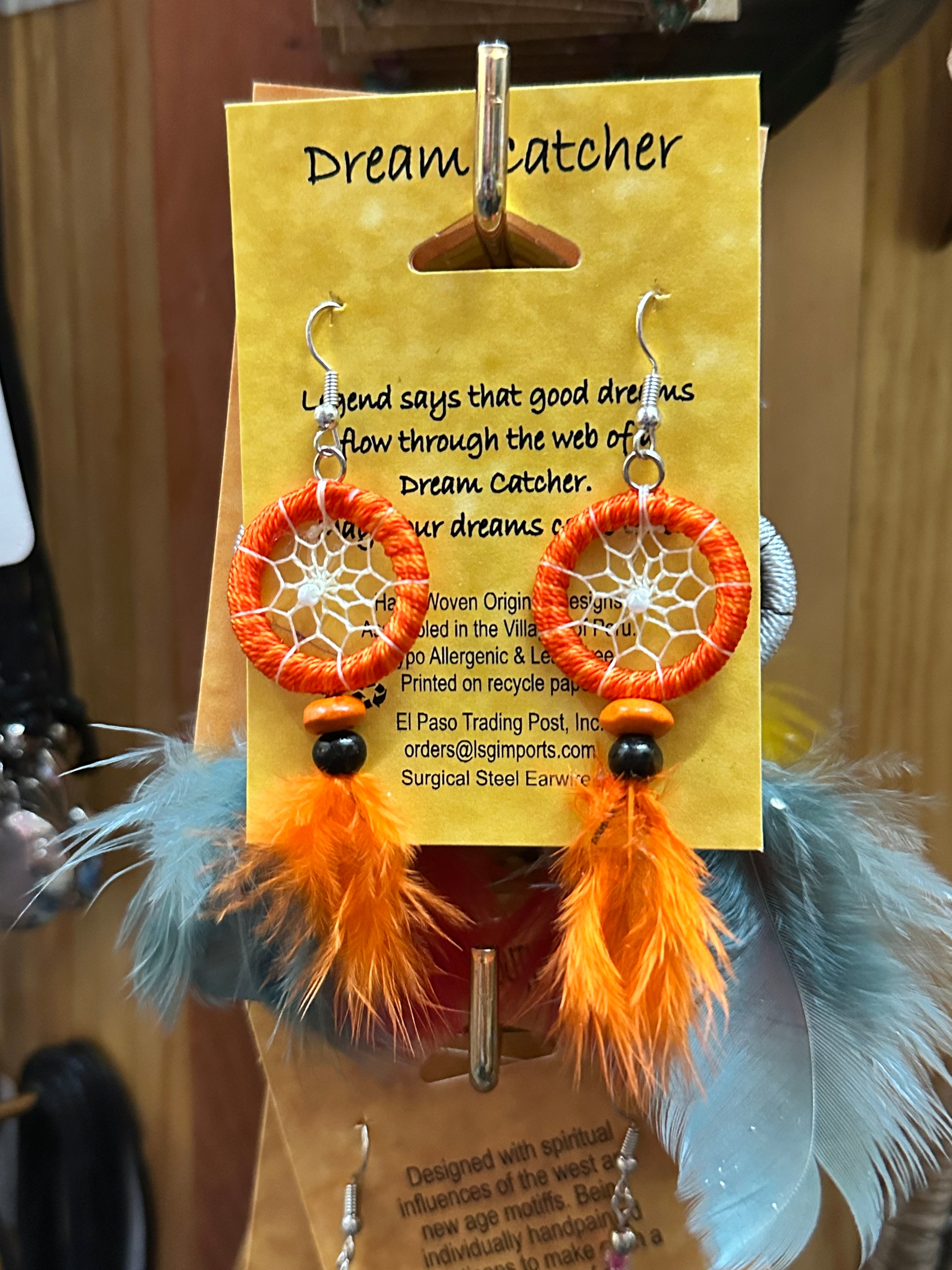 $3 ea. Suede Dream Catcher Earrings with feather (12pcs/Order)