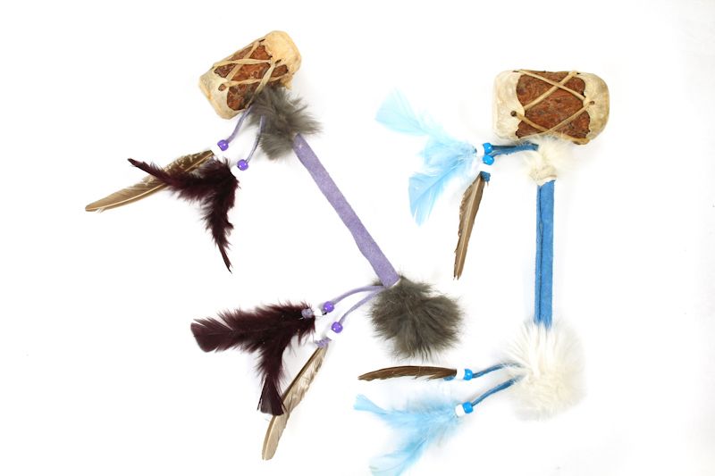 Drum Rattles with Feather | Beads