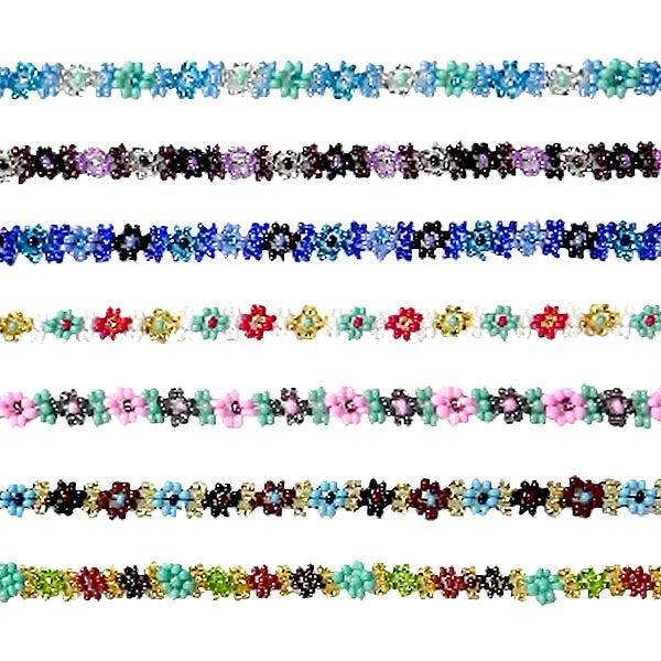 $1.50 ea. #2036 Seed Bead Flower Bracelet (24pcs/Order)