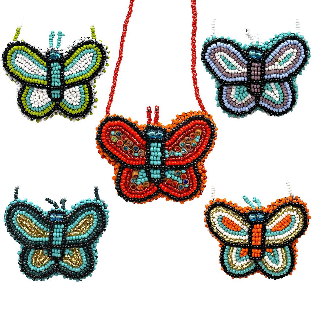 $7 ea. #240925N-BF All Beaded Butterfly Pouch Necklace (12pcs/Order)