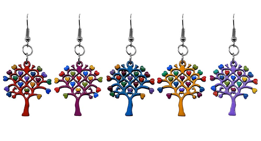 $3 ea. #2024E-WToL Wooden Tree of Life Earrings (12pcs/Order)