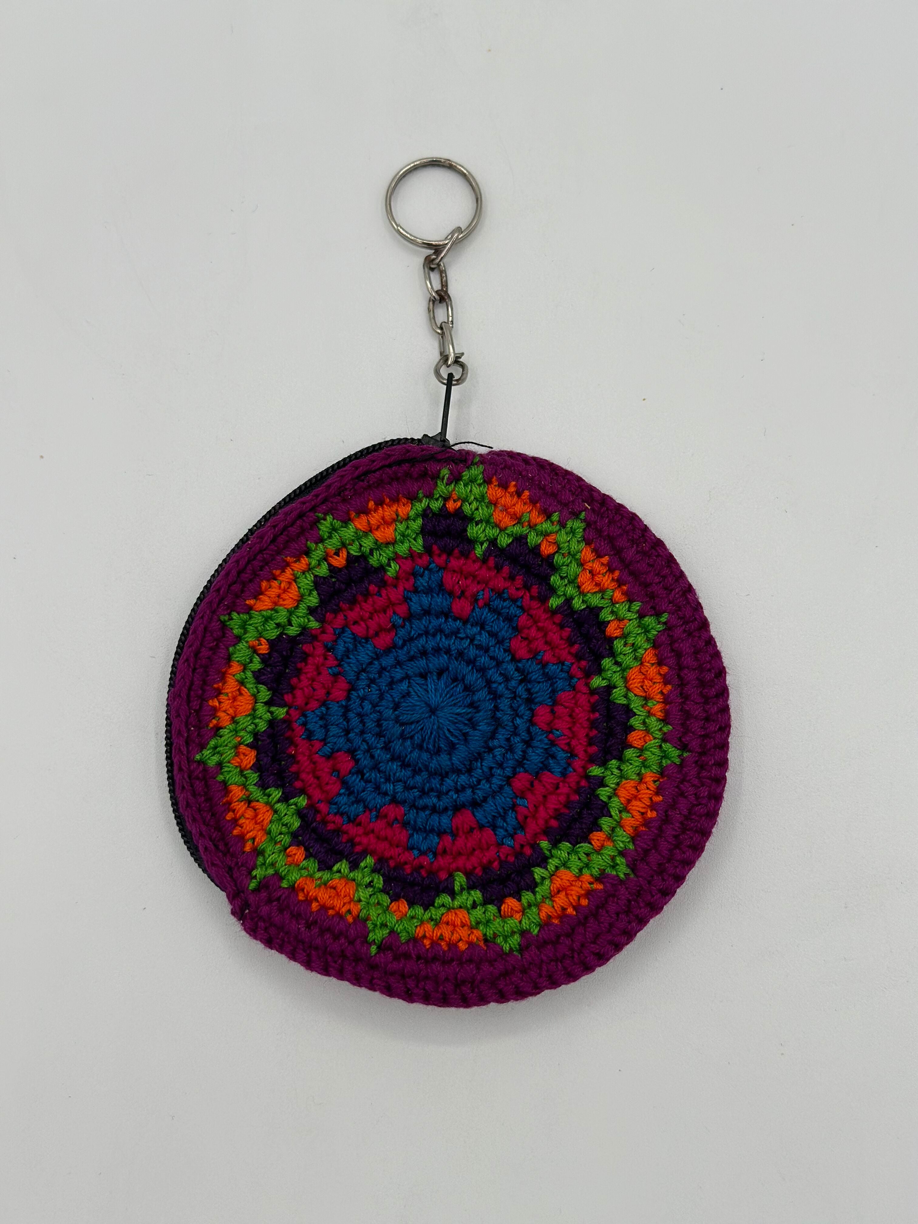 Crochet Round Coin Purse Key Chain (12pcs/Order)